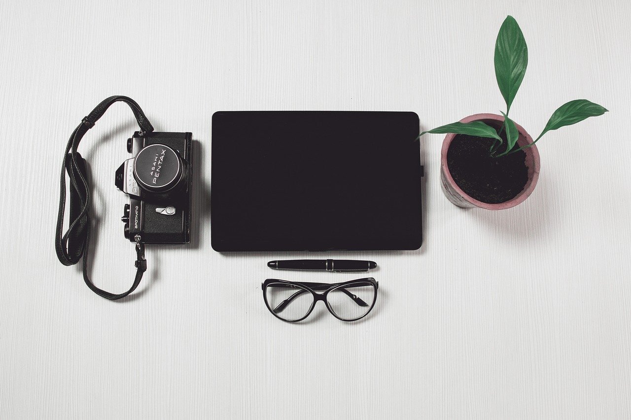 laptop, kacamata, komputer